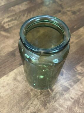 Green Glass Vase - Tall Cylindrical Decorative Jar